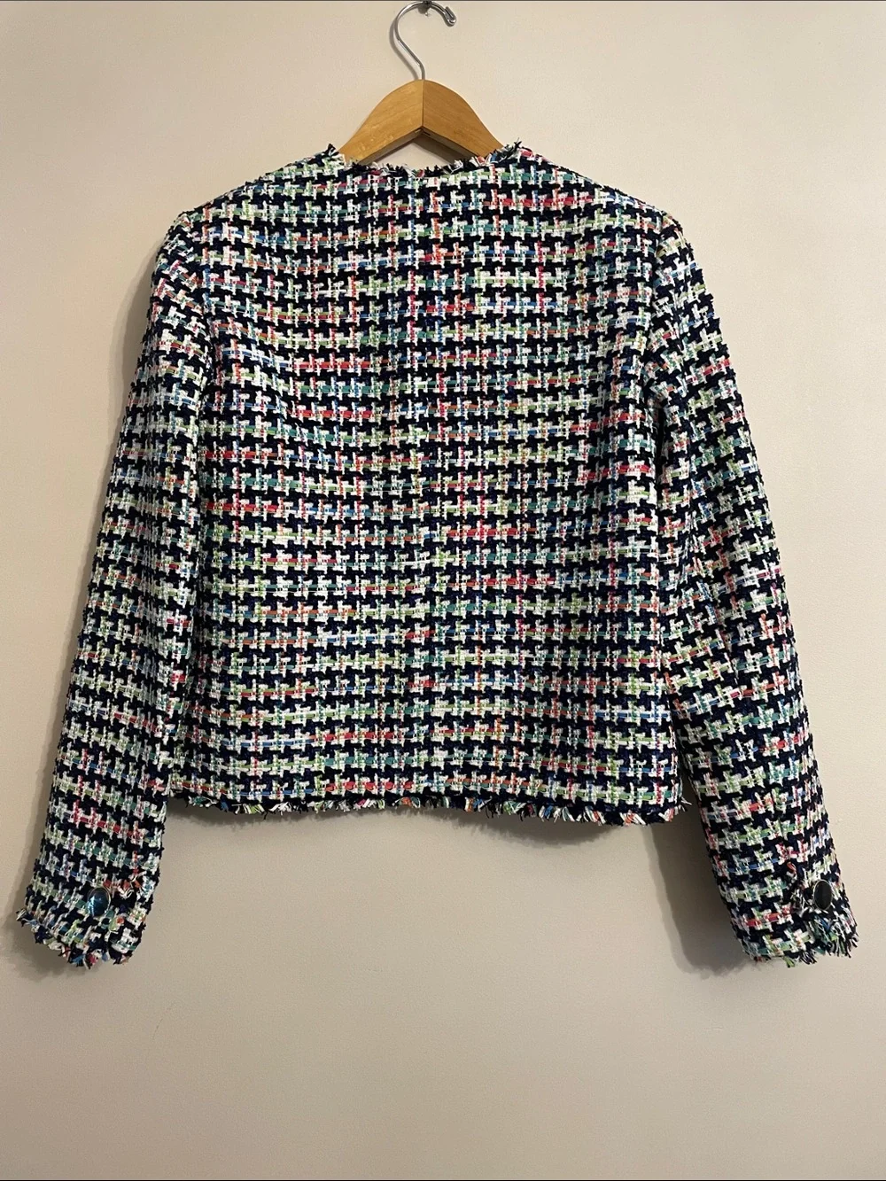 kate spade Multicolor Houndstooth Cropped Tweed Blazer